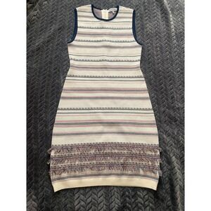 Cupcakes And Cashmere Sonata Sweater Dress Sleeveless Fitted Fringe Hem Size 0